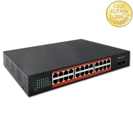 Qoltec Przełącznik sieciowy SWITCH Gigabit Ethernet PoE | 24x RJ45 | 2x SFP | 1000 Mb/s