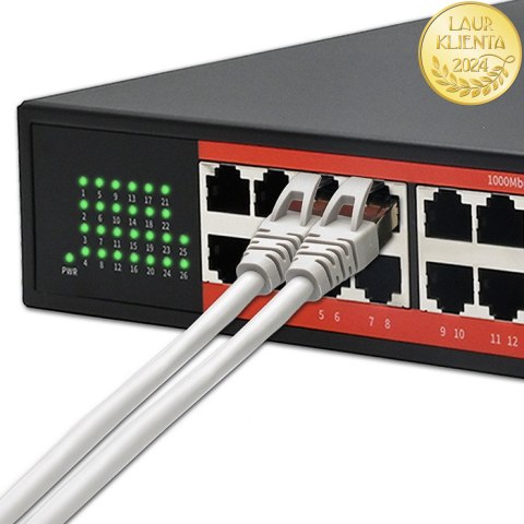 Qoltec Przełącznik sieciowy SWITCH Gigabit Ethernet PoE | 24x RJ45 | 2x SFP | 1000 Mb/s