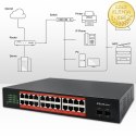 Qoltec Przełącznik sieciowy SWITCH Gigabit Ethernet PoE | 24x RJ45 | 2x SFP | 1000 Mb/s