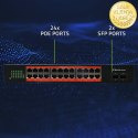 Qoltec Przełącznik sieciowy SWITCH Gigabit Ethernet PoE | 24x RJ45 | 2x SFP | 1000 Mb/s