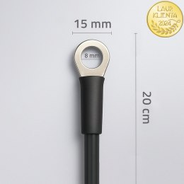 Qoltec Przewód akumulatorowy z końcówkami konektorowymi M8 | Kabel z oczkiem 8mm | 20cm | Czarny