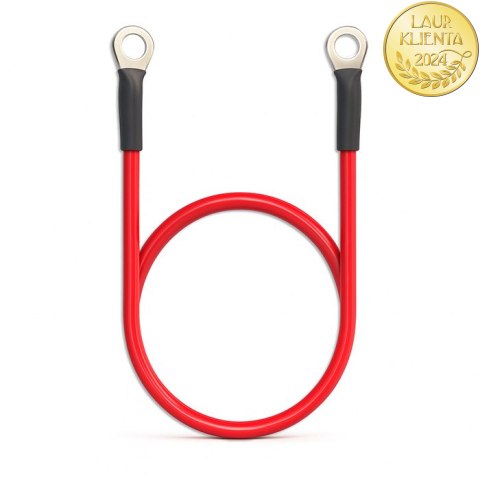 Qoltec Przewód akumulatorowy z końcówkami konektorowymi M8 | Kabel z oczkiem 8mm | 60cm | Czerwony