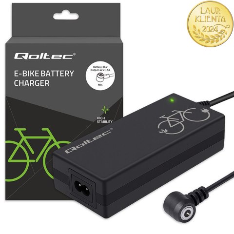 Qoltec Szybka Ładowarka do roweru elektrycznego 36V | 42V | 2A | Mi4 Magnetic TIP +kabel zasilający