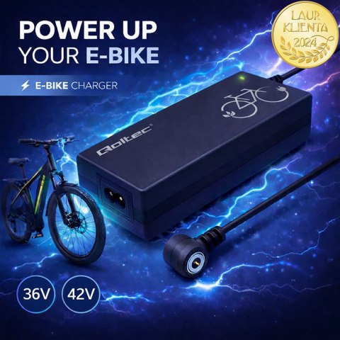 Qoltec Szybka Ładowarka do roweru elektrycznego 36V | 42V | 2A | Mi4 Magnetic TIP +kabel zasilający