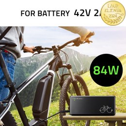 Qoltec Szybka Ładowarka do roweru elektrycznego 36V | 42V | 2A | wtyczka Bosch 3Pin +kabel zasilający