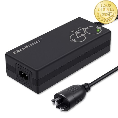 Qoltec Szybka Ładowarka do roweru elektrycznego 36V | 42V | 2A | wtyczka Bosch 3Pin +kabel zasilający