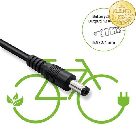 Qoltec Szybka Ładowarka do roweru skutera elektrycznego 36V | 42V | 4A | 5.5*2.1 +kabel zasilający