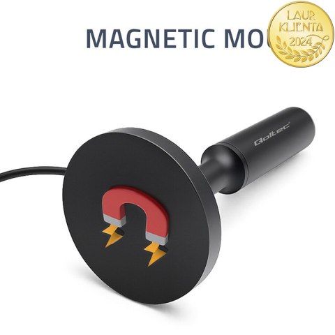 Qoltec Wewnętrzna Antena TV DVB-T2 ze wzmacniaczem sygnału i magnetyczną podstawą | 4K | 28dBi | 5m