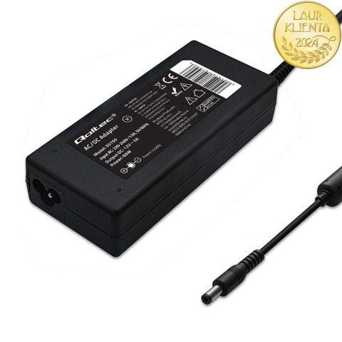 Qoltec Zasilacz desktopowy 60W | 12V | 5A | 5.5*2.5 | +kabel zasilający