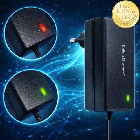 Qoltec Automatyczna ładowarka do akumulatora AGM GEL STD | Prostownik 12V | 2A | 24W | 5.5x2.1 | Kabel 1.8m