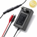 Qoltec Automatyczna ładowarka do akumulatora AGM GEL STD | Prostownik 12V | 2A | 24W | 5.5x2.1 | Kabel 1.8m