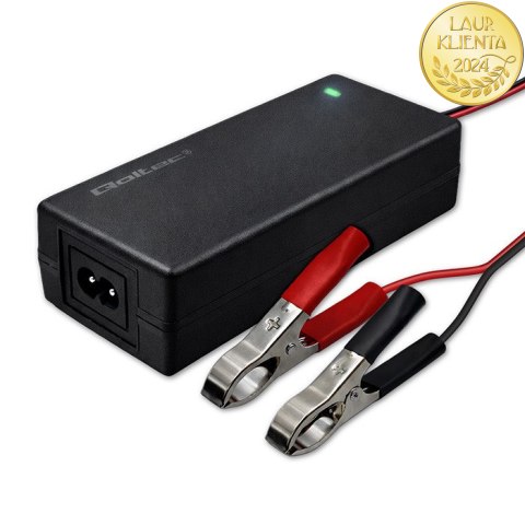 Qoltec Automatyczna ładowarka do akumulatora AGM GEL STD | Prostownik 24V | 2A | 48W | LED | Kabel 1.8m