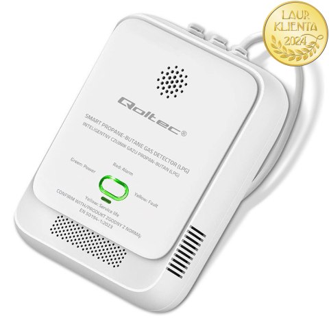 Qoltec Certyfikowany Czujnik wycieku gazu Propan-Butan | detektor LPG | alarm 85dB | LED