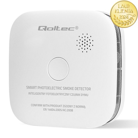Qoltec Certyfikowany bezprzewodowy Czujnik dymu z baterią | żywotność sensora 10 lat | żywotność baterii 10 lat | alarm 85dB | L