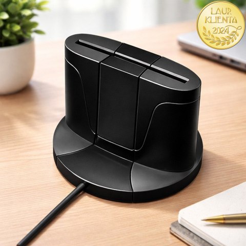Qoltec Inteligentny czytnik chipowych kart ID SCR-0632 | USB 2.0 + Adapter USB-C