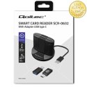 Qoltec Inteligentny czytnik chipowych kart ID SCR-0632 | USB 2.0 + Adapter USB-C