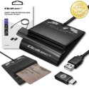 Qoltec Inteligentny czytnik chipowych kart ID SCR-0642 | USB 2.0 + Adapter USB-C