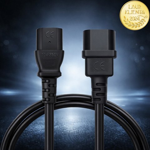 Qoltec Kabel zasilający IEC C13 | C14 | 3x0.75mm² | Czysta miedź Cu | 2m