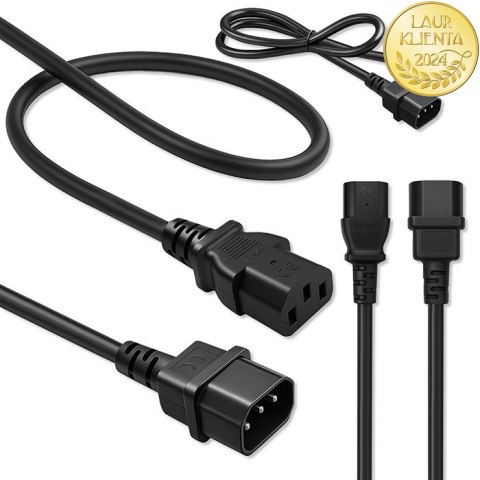 Qoltec Kabel zasilający IEC C13 | C14 | 3x1.00mm² | Czysta miedź Cu | 1m
