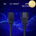 Qoltec Kabel zasilający IEC C13 | C14 | 3x1.00mm² | Czysta miedź Cu | 2m