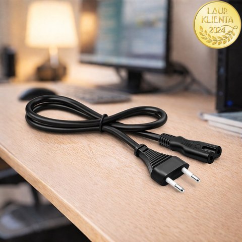 Qoltec Kabel zasilający IEC C7 | CEE 7/16 | ósemka | 2x0.75mm² | Czysta miedz CU | 1m