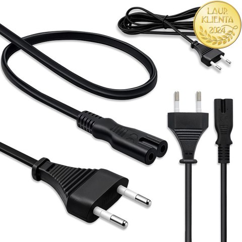 Qoltec Kabel zasilający IEC C7 | CEE 7/16 | ósemka | 2x0.75mm² | Czysta miedz CU | 3m