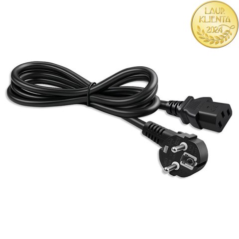 Qoltec Kabel zasilający | wtyczka kątowa SCHUKO CEE 7/7 (E/F) | IEC C13 | 3x0.75mm² | Czysta miedź Cu | 2m