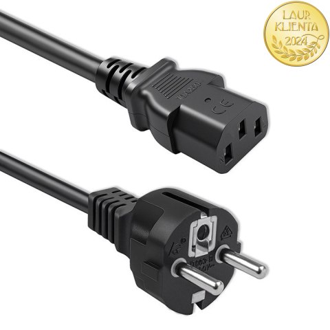 Qoltec Kabel zasilający SCHUKO CEE 7/7 (E/F) | IEC C13 | 3x1.00mm² | Czysta miedź Cu | 1.5m