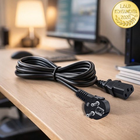 Qoltec Kabel zasilający | wtyczka kątowa SCHUKO CEE 7/7 (E/F) | IEC C13 | 3x1.00mm² | Czysta miedź Cu | 2m