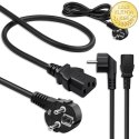 Qoltec Kabel zasilający | wtyczka kątowa SCHUKO CEE 7/7 (E/F) | IEC C13 | 3x1.0mm² | Czysta miedź Cu | 1.8m