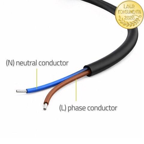 Qoltec Kabel zasilający CEE 7/16 (C) | 2x0.75 mm² | miedź Cu | odizolowany lutowany | 1.8m