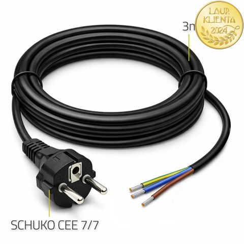Qoltec Kabel zasilający SCHUKO CEE 7/7 (E/F) | miedź Cu | odizolowany lutowany | 3x0.75 mm² | 3m