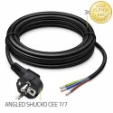 Qoltec Kabel zasilający | wtyczka kątowa SCHUKO CEE 7/7 (E/F) | miedź Cu | odizolowany lutowany | 3x0.75 mm² | 3m