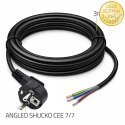Qoltec Kabel zasilający | wtyczka kątowa SCHUKO CEE 7/7 (E/F) | miedź Cu | odizolowany lutowany | 3x1.50 mm² | 3m