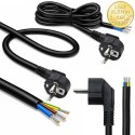 Qoltec Kabel zasilający | wtyczka kątowa SCHUKO CEE 7/7 (E/F) | miedź Cu | odizolowany lutowany | 3x1.50 mm² | 3m