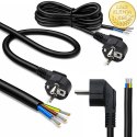 Qoltec Kabel zasilający | wtyczka kątowa SCHUKO CEE 7/7 (E/F) | miedź Cu | odizolowany lutowany | 3x1.50 mm² | 5m