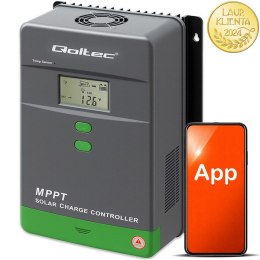 Qoltec Solarny regulator ładowania MPPT z czujnikiem temperatury 80A |12V / 24V / 36V / 48V | LCD | Bluetooth | APP | GEL | LiFe