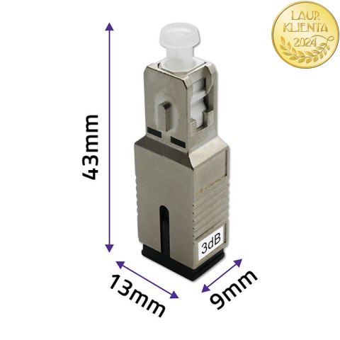 Qoltec Tłumik światłowodowy SC/UPC (F) - SC/UPC (M) | Singlemode | 3dB