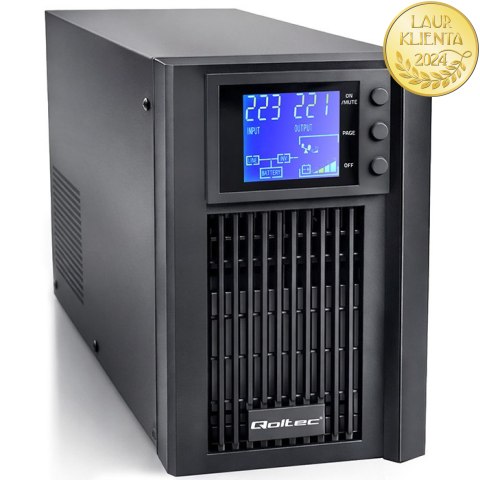 Qoltec Zasilacz awaryjny UPS Pure Sine Wave | 1kVA | 800W | AVR | LCD | Czysty Sinus