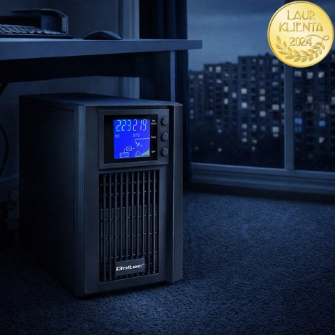 Qoltec Zasilacz awaryjny UPS Pure Sine Wave | 2kVA | 1600W | AVR | LCD | Czysty Sinus