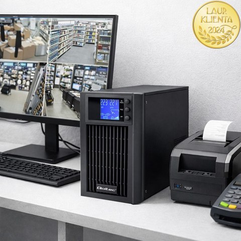 Qoltec Zasilacz awaryjny UPS Pure Sine Wave | 2kVA | 1600W | AVR | LCD | Czysty Sinus