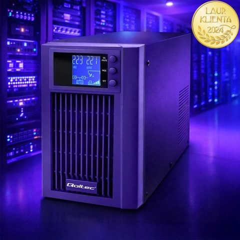 Qoltec Zasilacz awaryjny UPS Pure Sine Wave | 3kVA | 2400W | AVR | LCD | Czysty Sinus