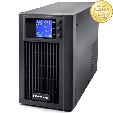 Qoltec Zasilacz awaryjny UPS Pure Sine Wave | 3kVA | 2400W | AVR | LCD | Czysty Sinus