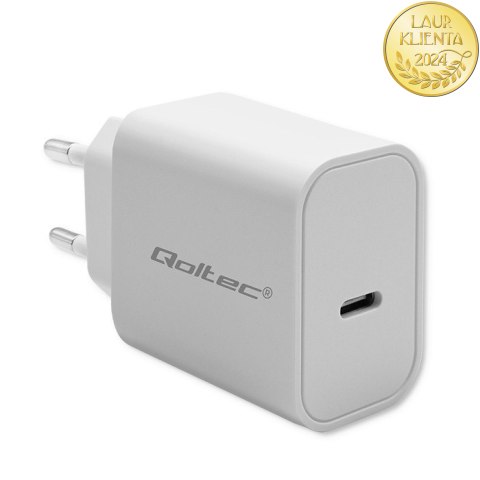 Qoltec Ładowarka Super Quick PD | USB-C | 20W | 5-12V | 1.67-3A | Biała