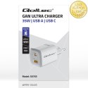 Qoltec Ładowarka sieciowa 35W GaN ULTRA | 5-20V | 2.25-3A | 1 x USB typ C PD | 1 x USB QC 3.0 | Biała