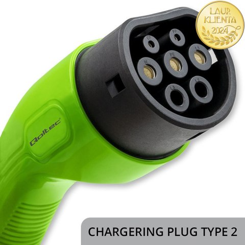 Qoltec Mobilna ładowarka do samochodu elektrycznego EV i hybryd z regulacją 2w1 Typ2 | 11kW | 3 Fazy | CEE 32A | LCD | Przenośna