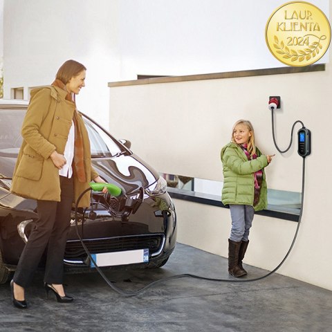 Qoltec Mobilna ładowarka do samochodu elektrycznego EV i hybryd z regulacją 2w1 Typ2 | 11kW | 400V | CEE 32A | Wi-fi | TUYA | SM