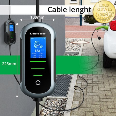 Qoltec Mobilna ładowarka do samochodu elektrycznego EV i hybryd z regulacją 2w1 Typ2 | 11kW | 400V | CEE 32A | Wi-fi | TUYA | SM