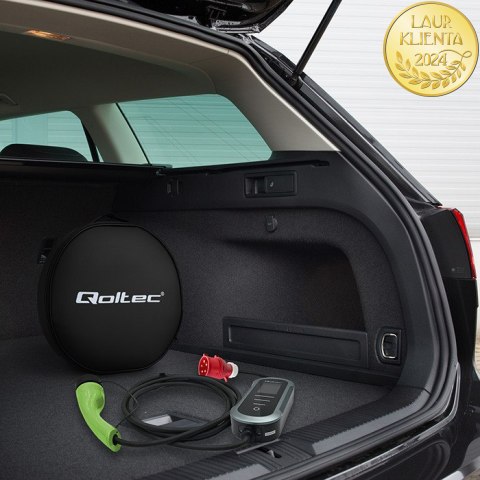 Qoltec Mobilna ładowarka do samochodu elektrycznego EV i hybryd z regulacją 2w1 Typ2 | 11kW | 400V | CEE 32A | Wi-fi | TUYA | SM