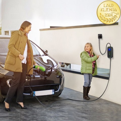 Qoltec Mobilna ładowarka do samochodu elektrycznego EV i hybryd z regulacją 2w1 Typ2 | 3.5kW | 230V | SCHUKO 16A | LCD | Przenoś